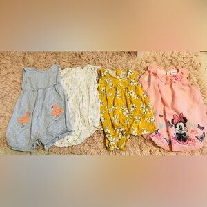 24 Months Girls’ Romper & Dress Bundle – Disney & Carter’s – Set of 4